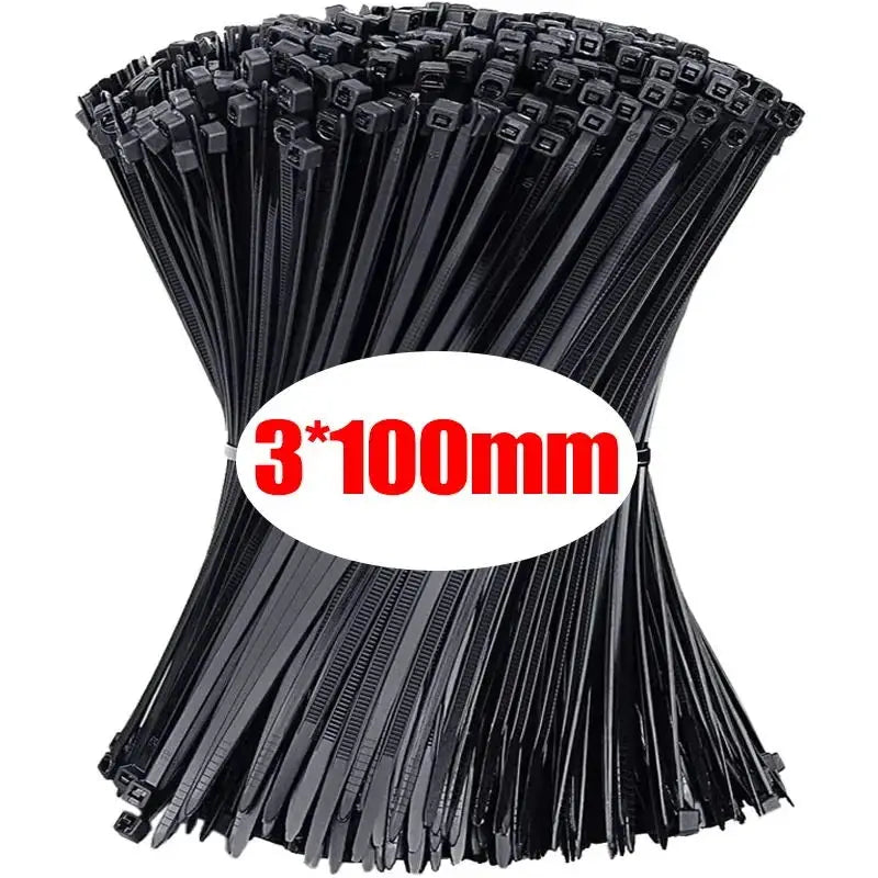 1000/100Pcs Nylon Cable Ties Self-locking Cord Ties Straps Adjustable