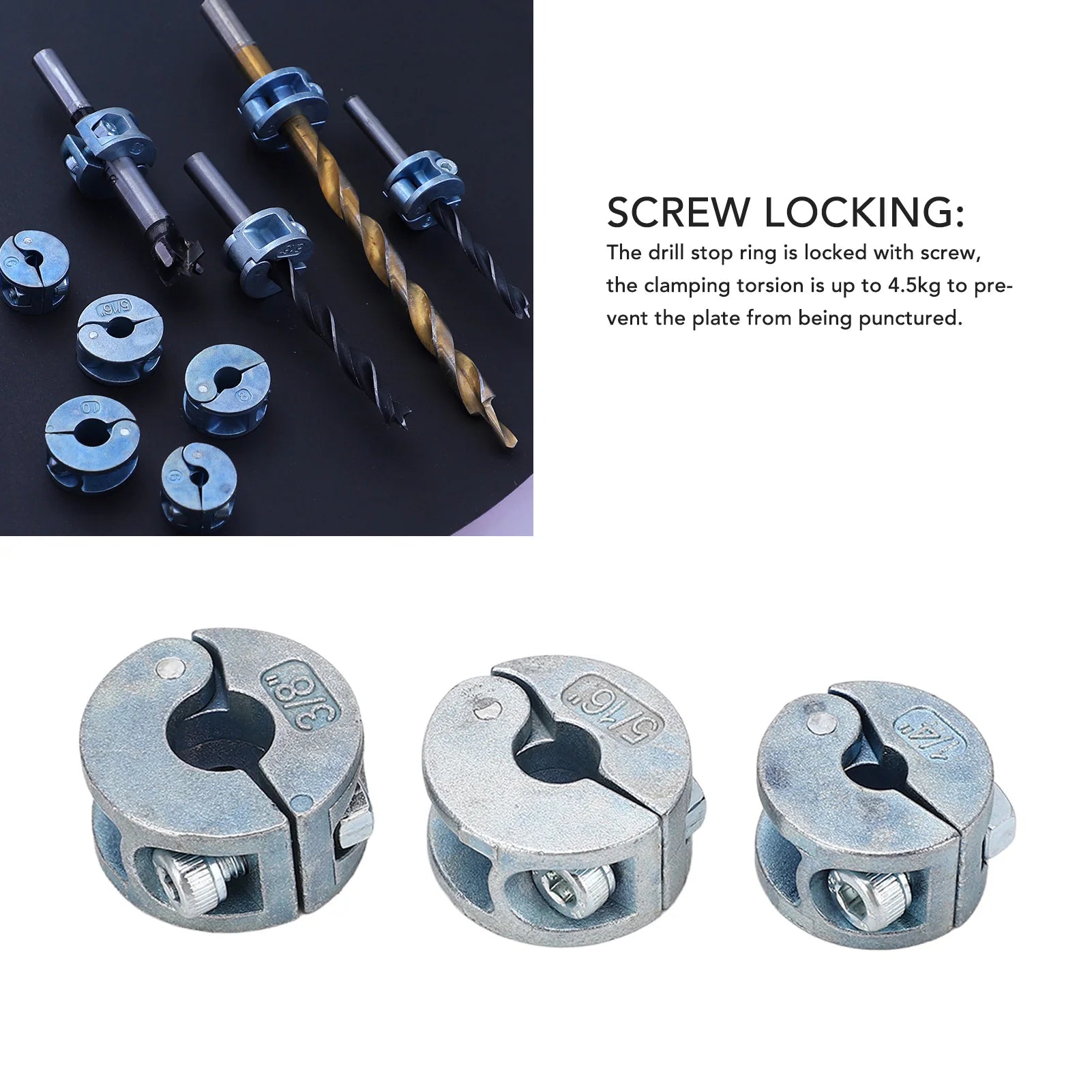 3PCS 6mm 8mm 10mm Drill Bit Stopper Collars Zinc Alloy Drilling Depth