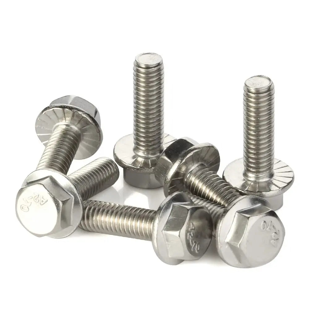 1-10pcs Hex Flange Bolt 304 Stainless Steel M4 M5 M6 M8 M10 M12