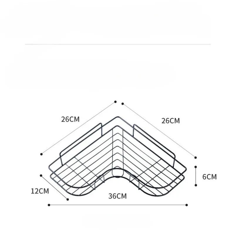 No Drill Double Bathroom Shelf with 4 Seamless Hooks