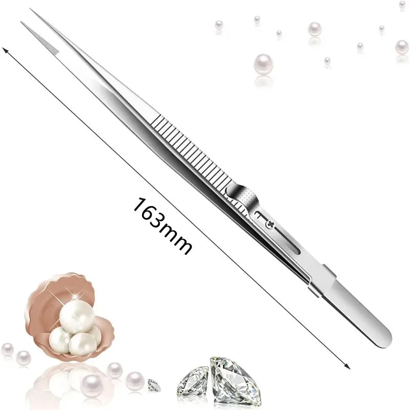 Professional Stainless Steel Tweezers Adjustable with Buckle Slide