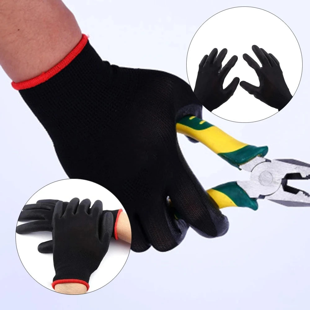 10 Pairs Black Durable Safety Gloves - Anti-Slip, Wear-Resistant