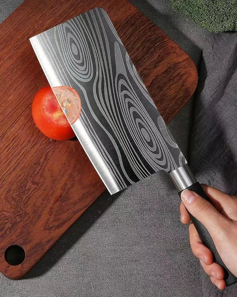 Laser Damascus Pattern Utility Kitchen Knives Scissors Sharpening Rod