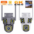 6K 12MP WiFi Outdoor Camera 8X Zoom Three Len Ai Motion Tracking PTZ