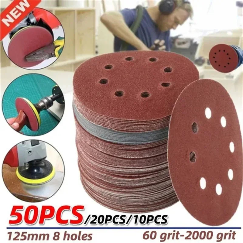 8 Hole 125mm Sandpaper Woodworking Metal Grinding Disc Abrasive