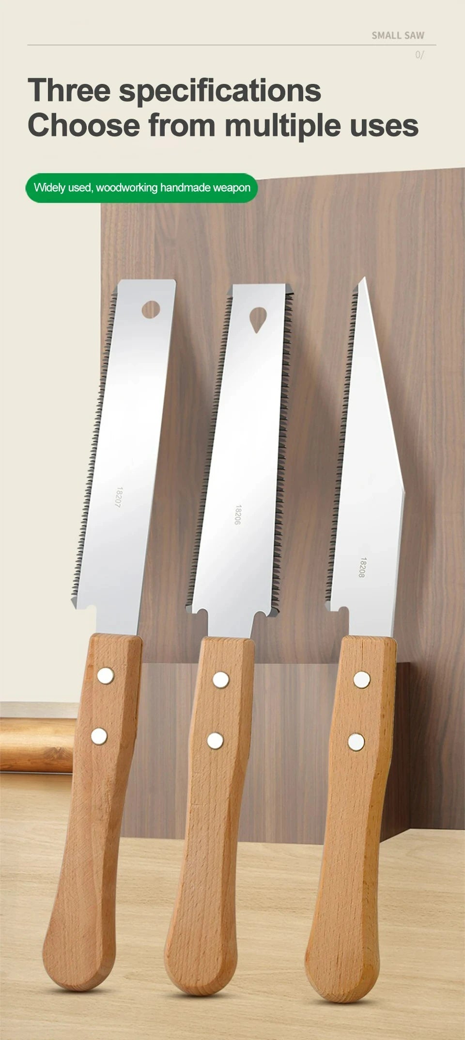 Japanese Style Hand Saw Non-slip Wooden Handle Pull Saw Flush Cut Saw