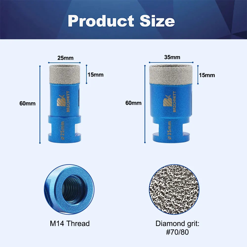 BRSCHNITT Glass Drill Bit Diameter 25/35mm M 14 Thread For Glass