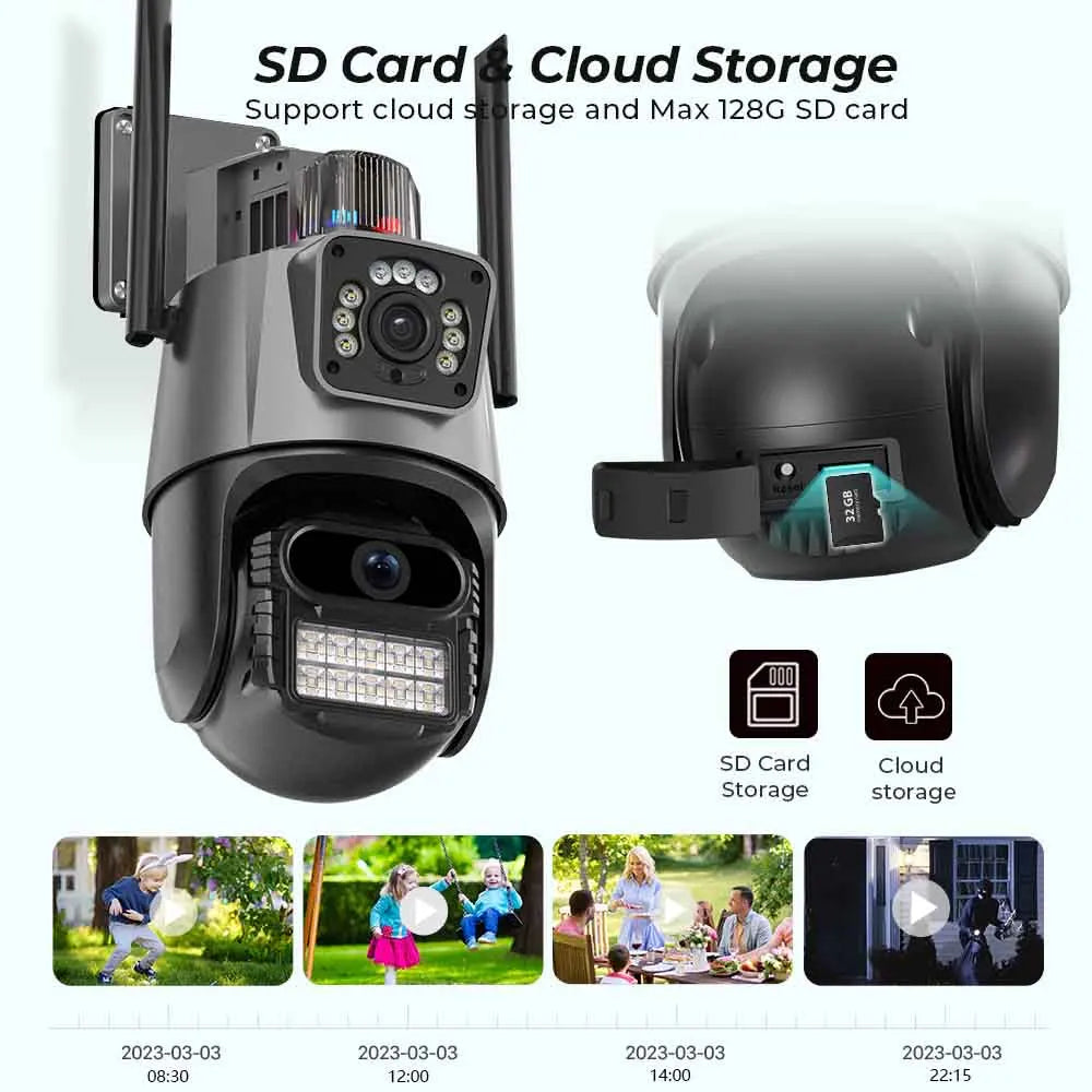 BESDER Wifi PTZ Camera 8MP Dual Screen IP Cam Outdoor Surveillance