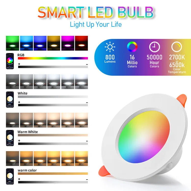 TUYA  LED Downlight Dimmable AC85-265V 10W 15W  Intelligent Graffiti