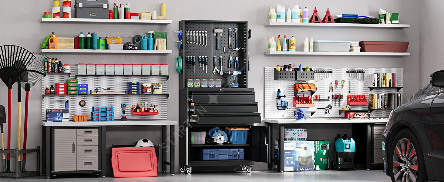 71" Rolling Steel Garage Cabinet – 3 Drawers, 2 Doors & Adjustable