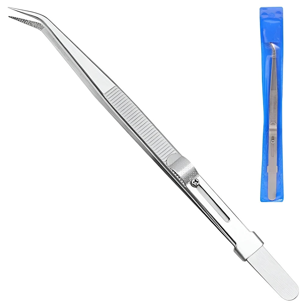 Professional Stainless Steel Tweezers Adjustable with Buckle Slide
