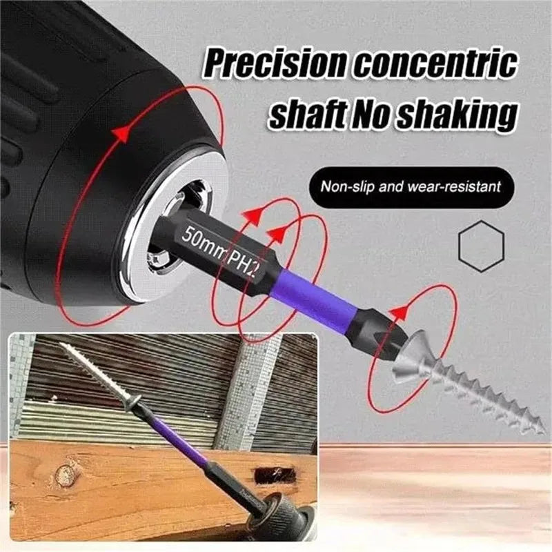 Strong Magnetic Impact Bit Anti-Slip Long Screwdriver Drill Hex Shank