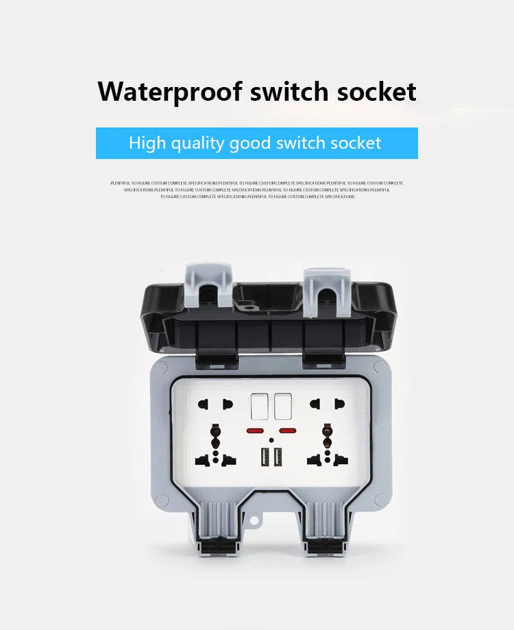 International Universal IP66 USB Wall Outdoor Waterproof Switch