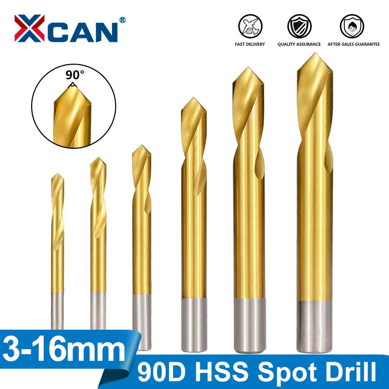 XCAN HSS Drill Bit NC Spot Drill Carbide Stub Center Bit 90 Degree