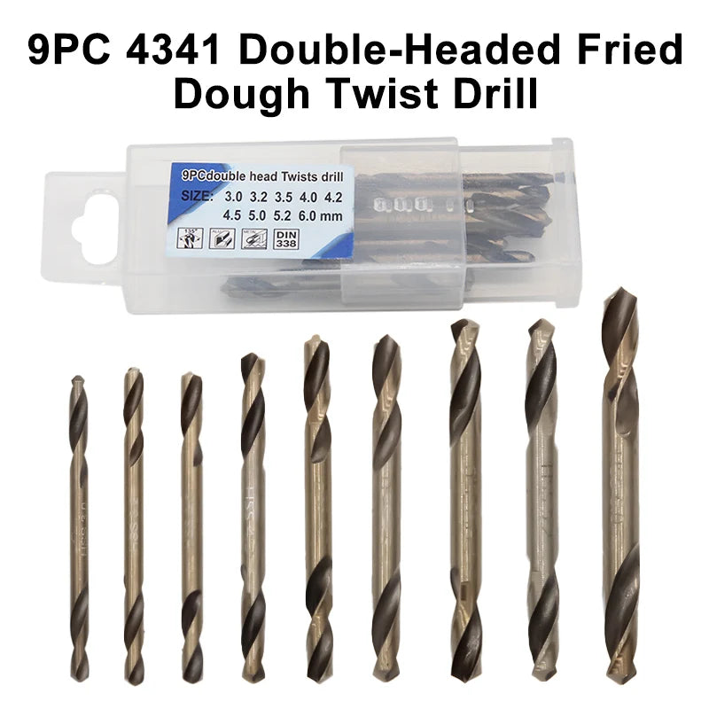 HSS 4341 straight handle double head twist drill metal drilling 9pc