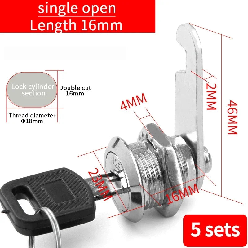 5/20 Sets Security Cam Locks - Metal Alloy Cylinder Cabinet Locker