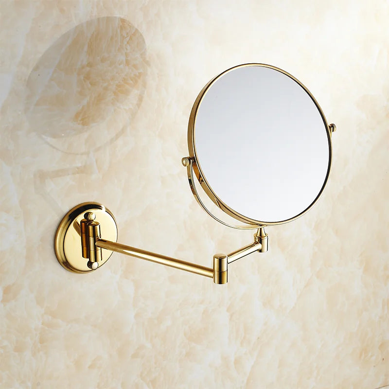 Gold 8 Inch Mirror Wall Mounted Bathroom Makeup Mirror Extending