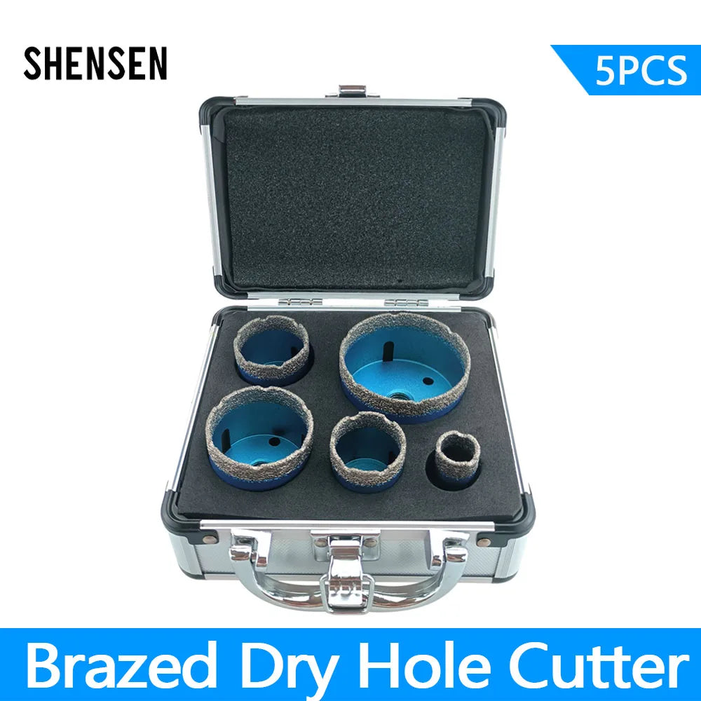 5-Piece M14 Dry Brazed Diamond Hole Saw Set — Porcelain - View 1