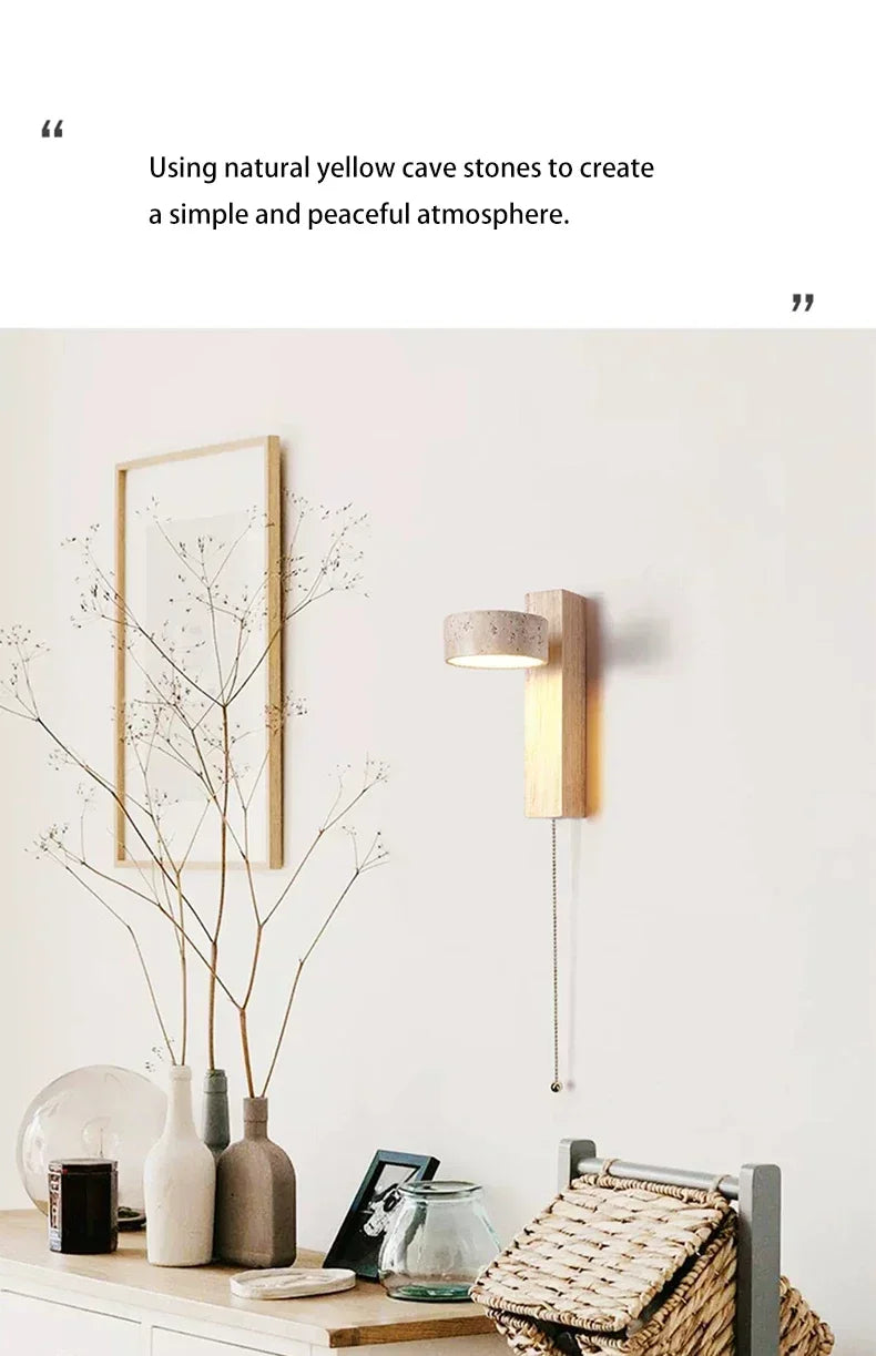 Rotatable Spanish Natural Limestone Round LED Wall Lamp Double‑Sided