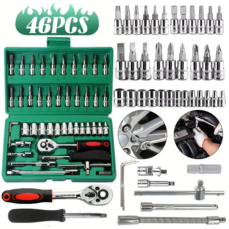 2025 New 46-piece Auto Repair Combination Ratchet Wrench Auto