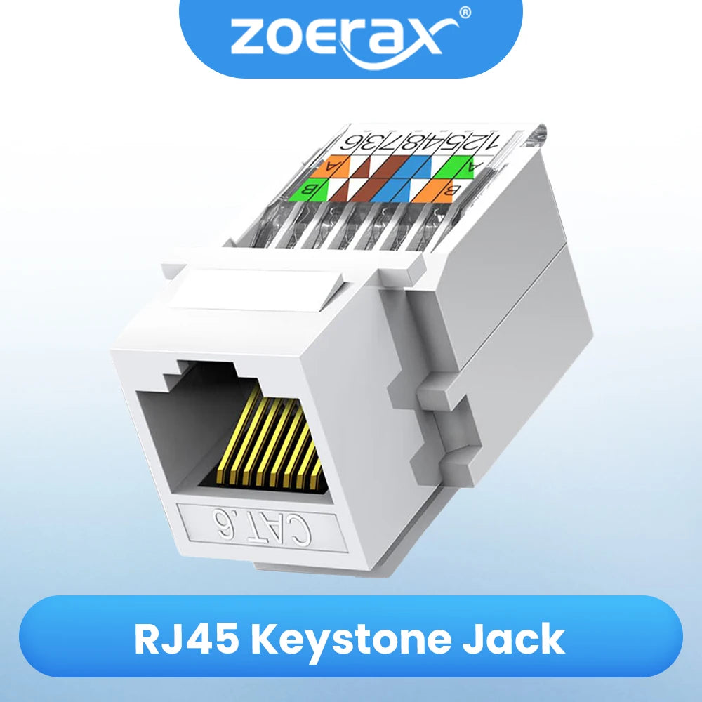 ZoeRax Cat6 Tool-Less RJ45 Keystone Jack 6-Pack – No Punch-Down Tool