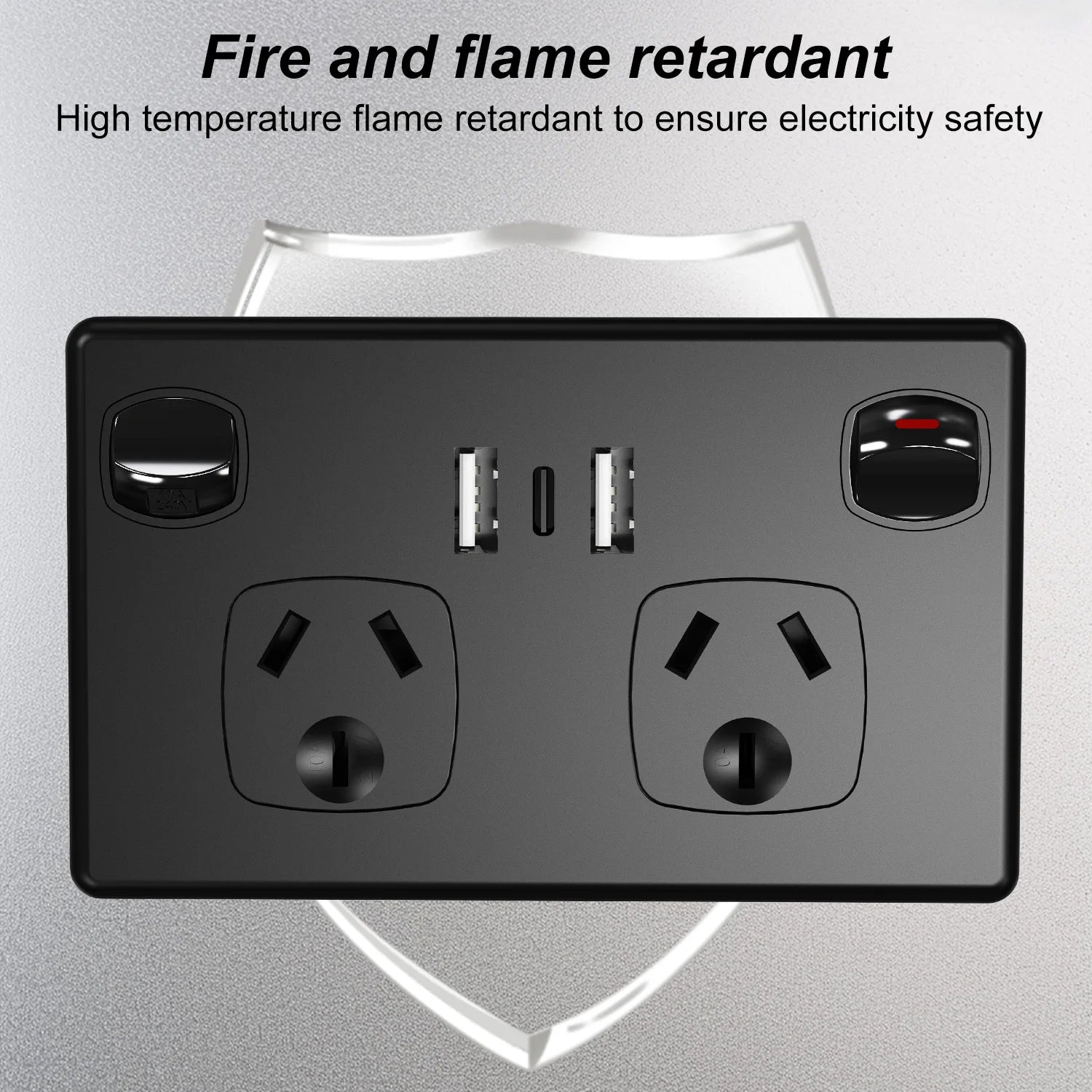 Australian Standard USB Wall Socket Dual Outlet with Type-C and