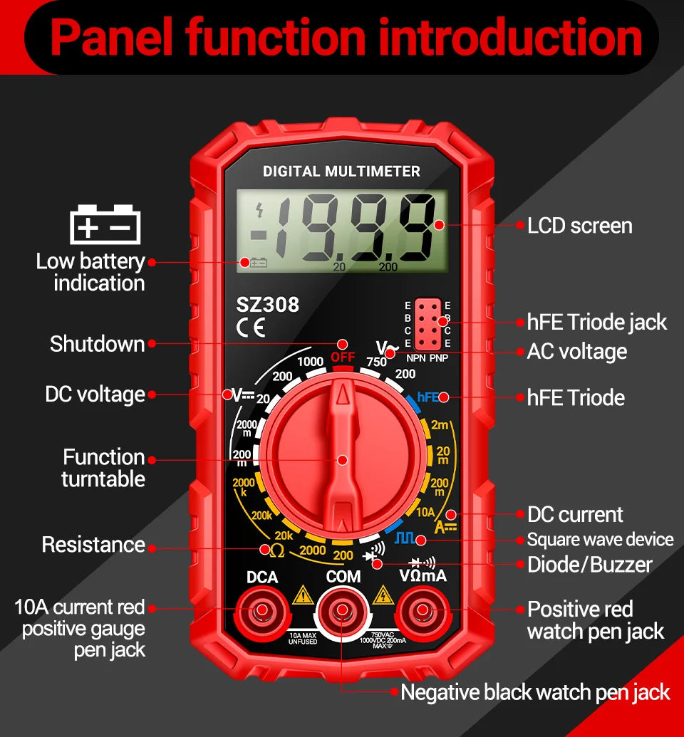 Multimeter Tester Pen Suit ANENG Multimeters 1999 Counts 24-250V