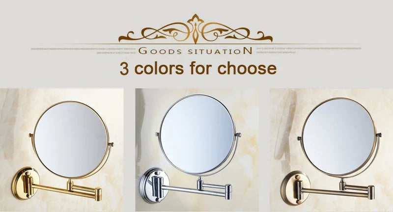 Gold 8 Inch Mirror Wall Mounted Bathroom Makeup Mirror Extending