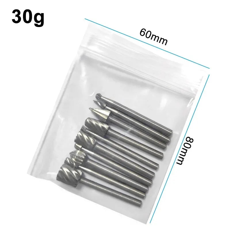 HSS Rotary File & Grinding Bit Set 10-Piece — Carving, Engraving &
