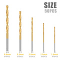 XCAN 50Pcs HSS Titanium Coated Twist Drill Set 1-3mm Straight Shank