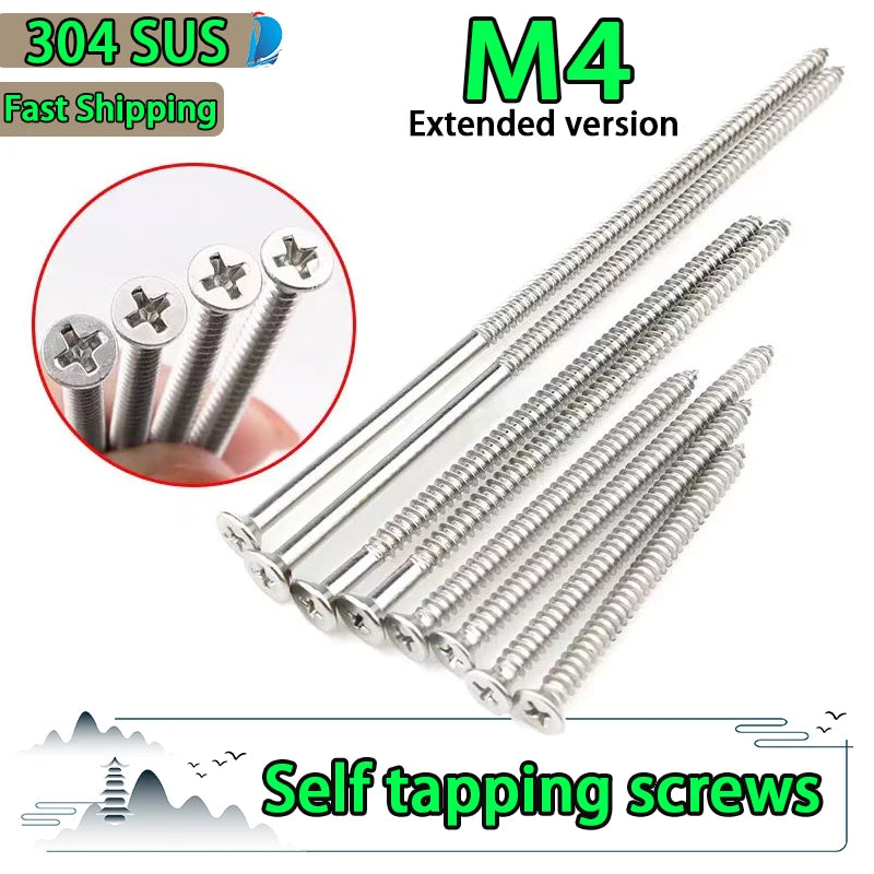 304 Stainless Steel Extended Flat Head Self Tapping Screw