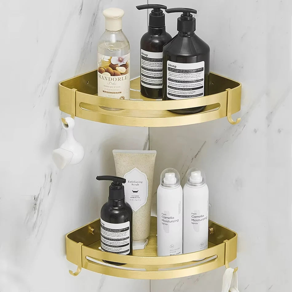 Bathroom Shelf Corner shelf Bath Storage Holder Wall Mounted Brushed