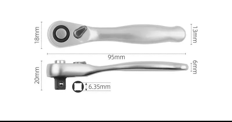 Mini treble 1/4 Ratchet Wrench Double Ended Quick Socket Ratchet