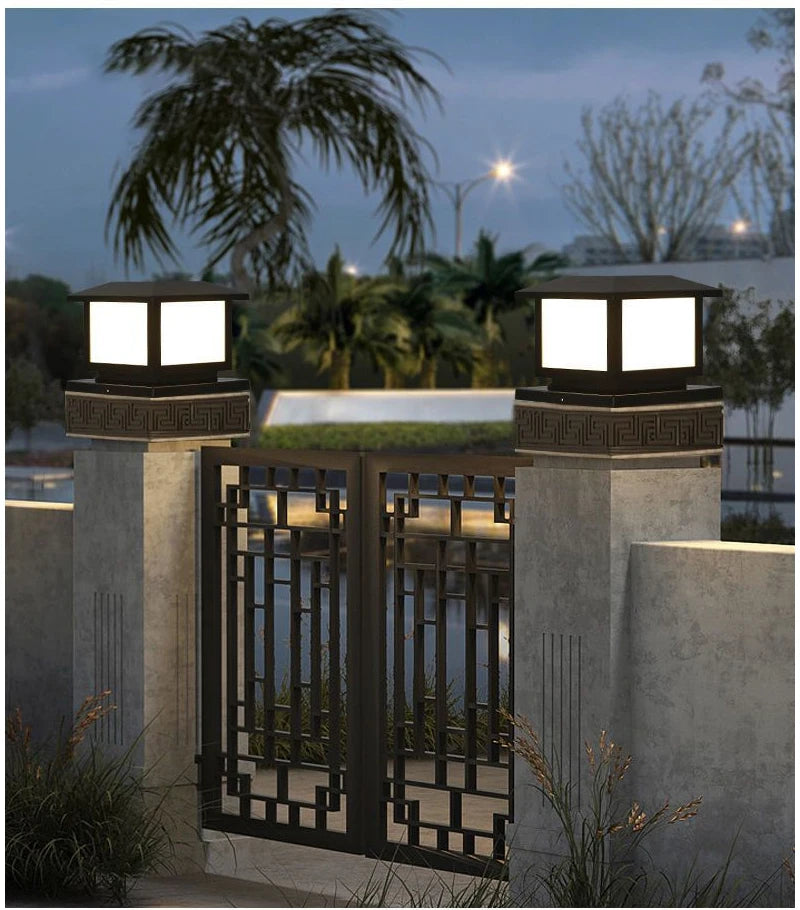 Timed LED Solar Outdoor Light Pillar Solar Lights Waterproof Thick