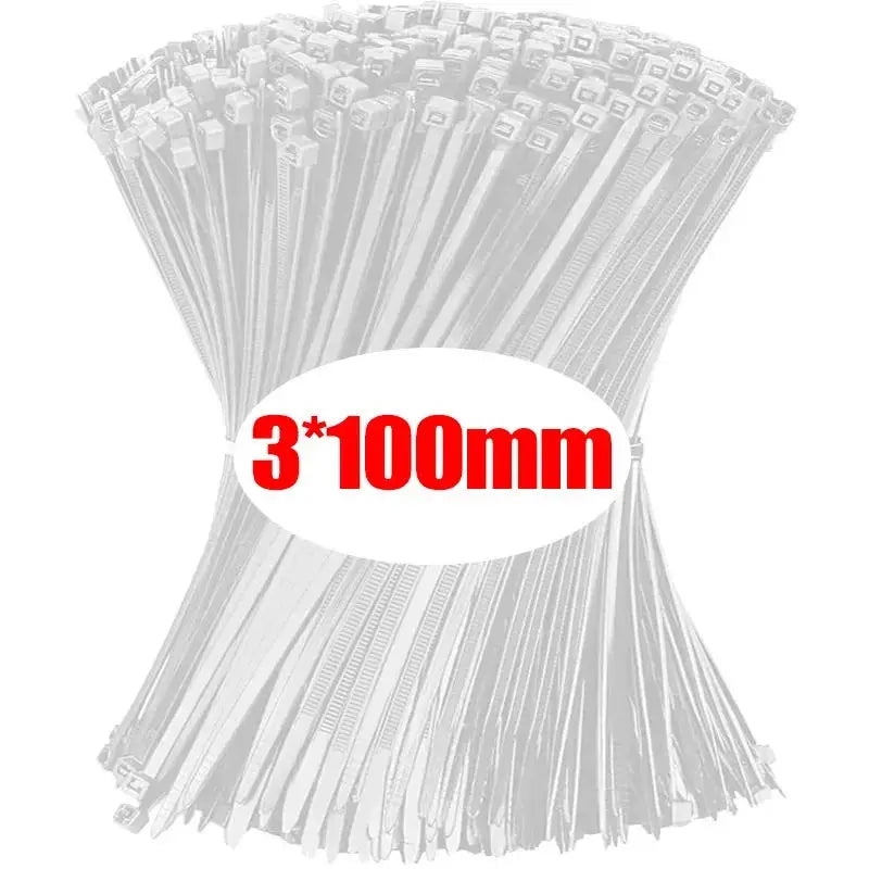 1000/100Pcs Nylon Cable Ties Self-locking Cord Ties Straps Adjustable