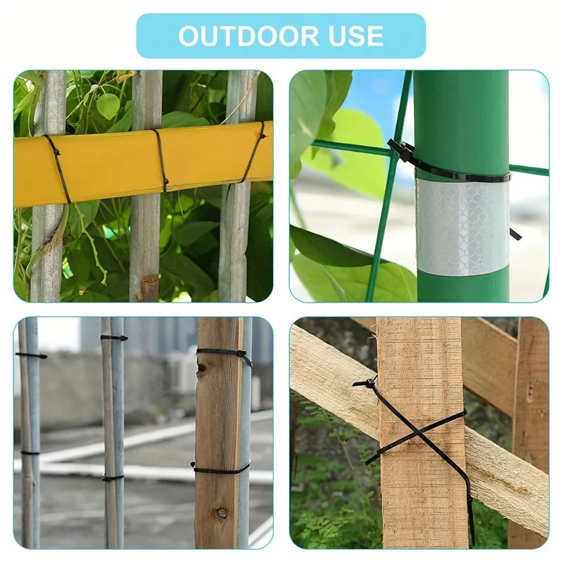 100pcs Black Cable Ties High Tensile Strength, Uv Resistant