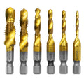 6pc High-speed Steel 4341 Titanium Plated Composite Tap Drill and T...