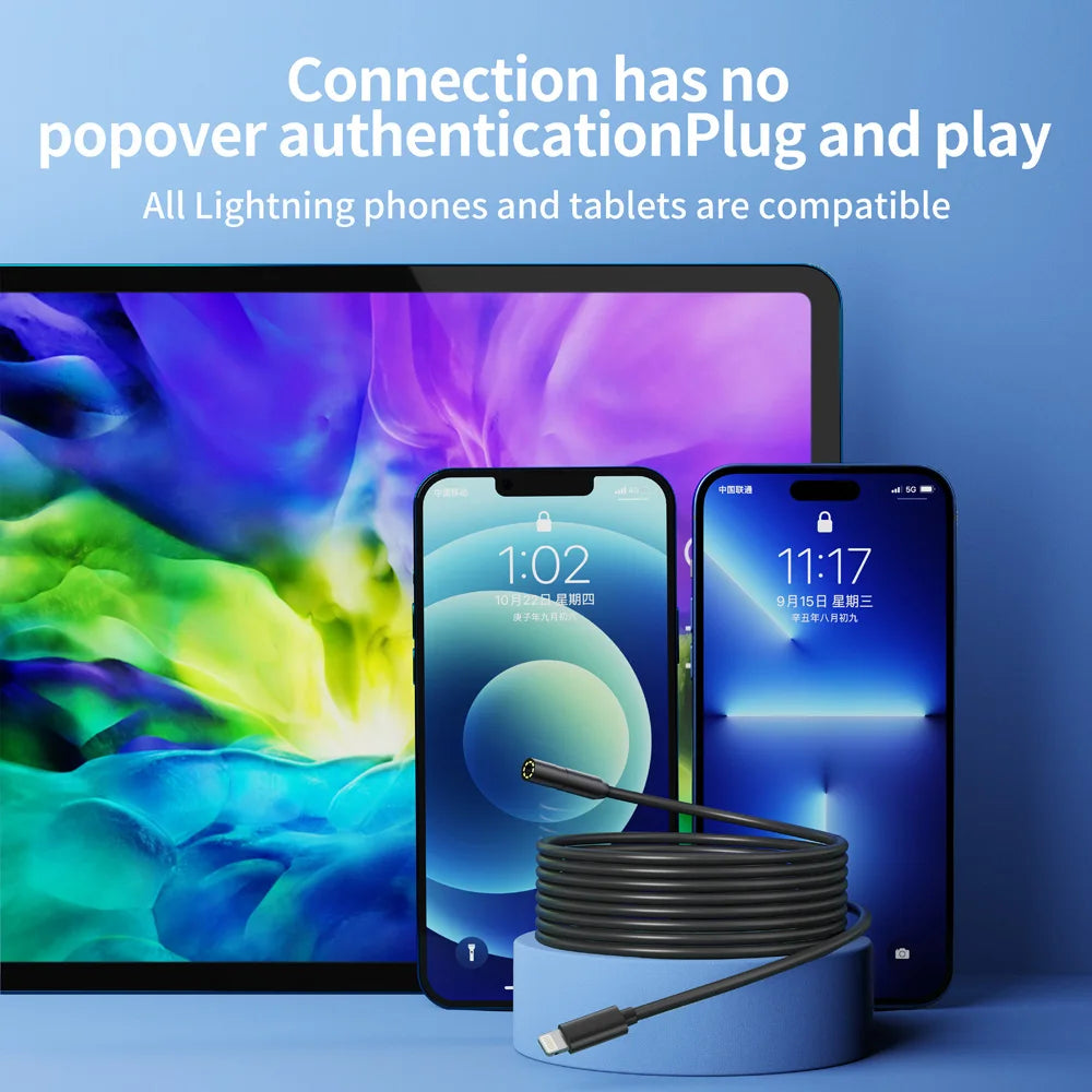 8MM Endoscope Camera 2 in 1 IOS Type-C Mini Inspection Camera for IOS