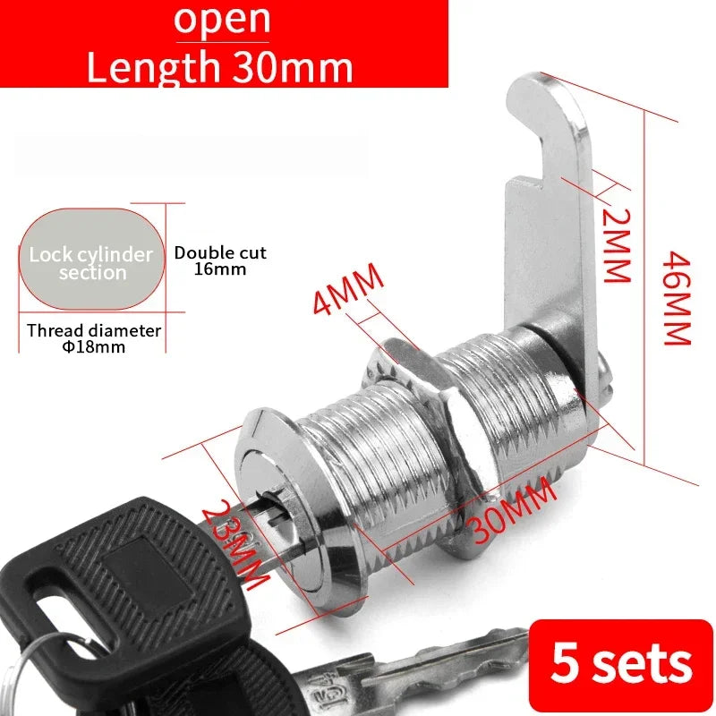 5/20 Sets Security Cam Locks - Metal Alloy Cylinder Cabinet Locker