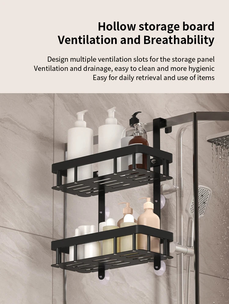 Bathroom wall mounted three-layer storage rack, door mounted rack