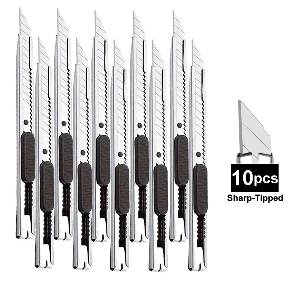 1/5/10Pcs Utility Knife Stainless Steel Paper Cut Box Cutter Tools