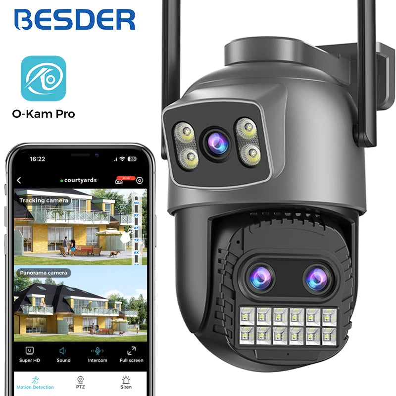 BESDER 15MP Wifi Camera PTZ Outdoor Dual Screen 10X Digital Zoom