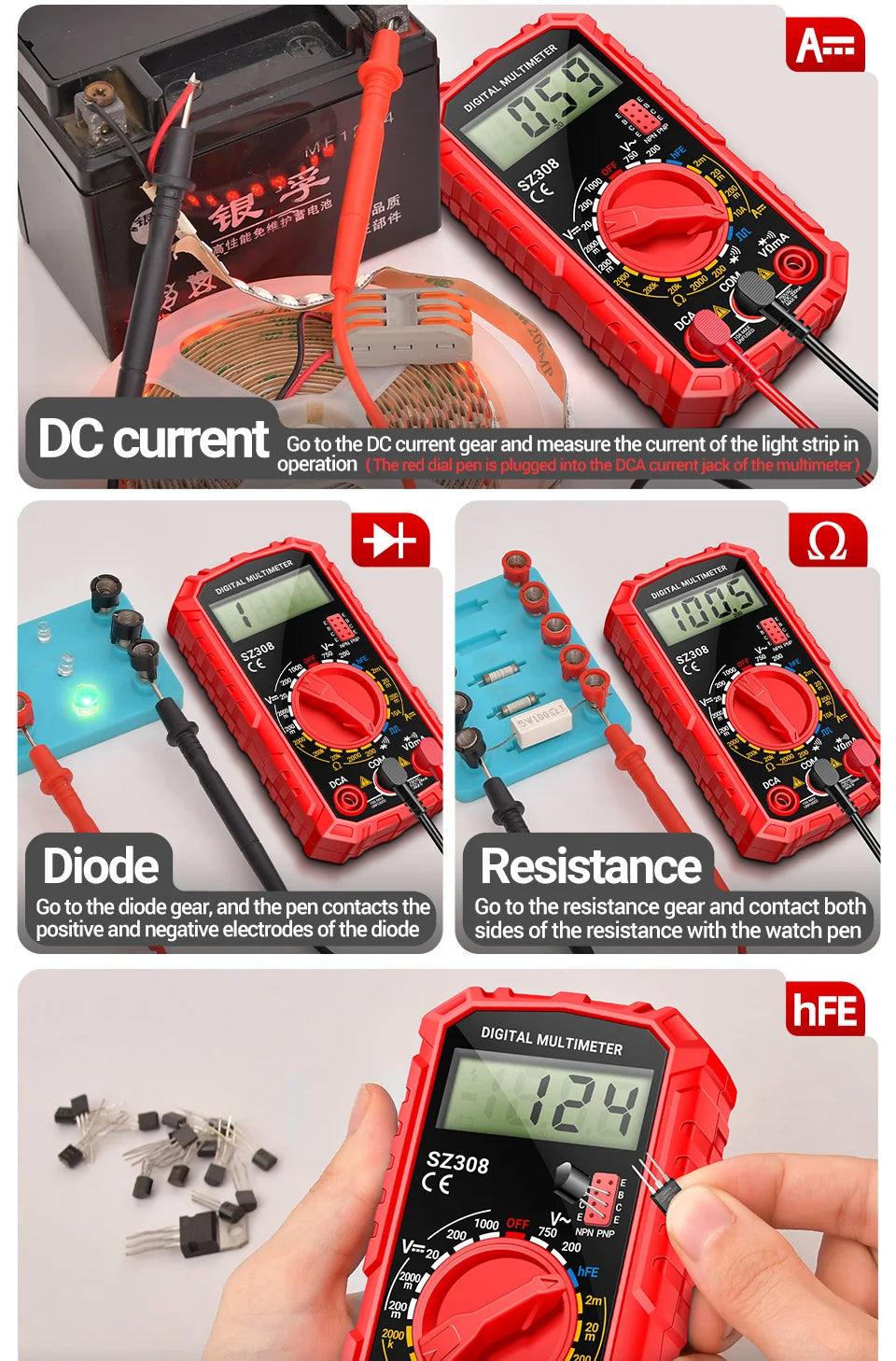Multimeter Tester Pen Suit ANENG Multimeters 1999 Counts 24-250V