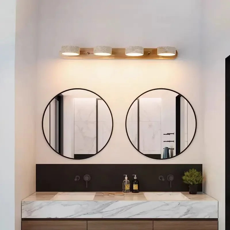 Rotatable Spanish Natural Limestone Round LED Wall Lamp Double‑Sided