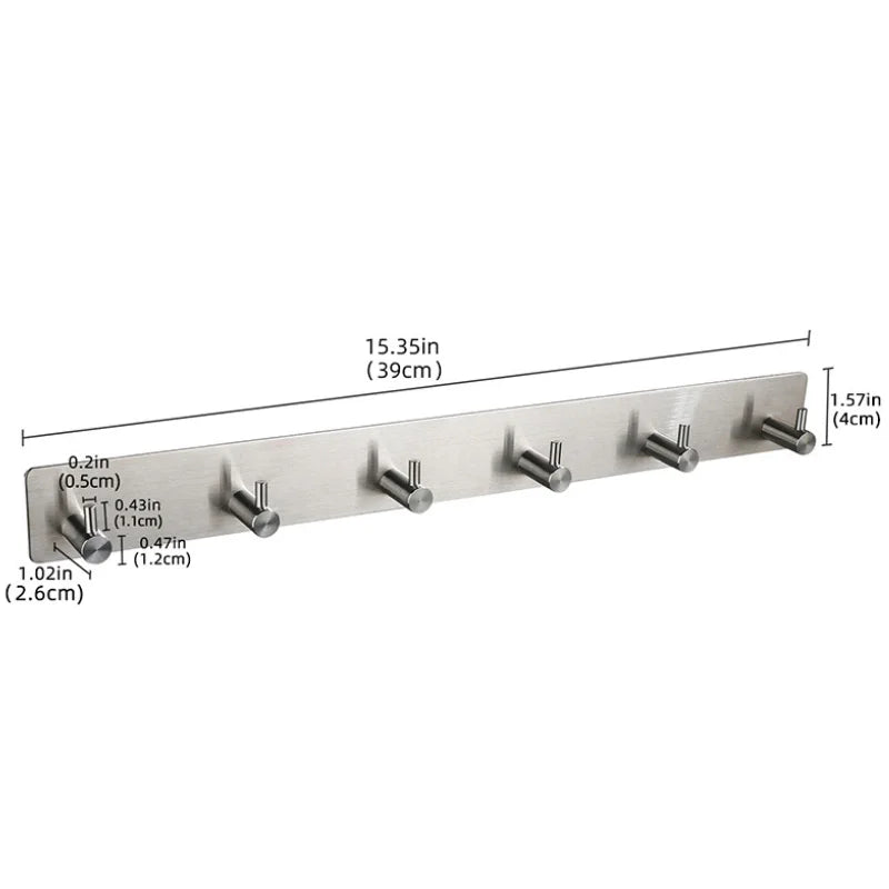 Stainless steel adhesive hooks for hanging clothes on the back