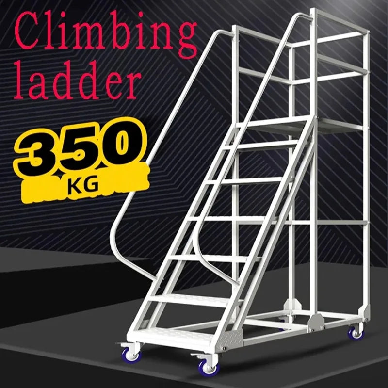 Mobile Platform Ladder with Wheels – Industrial Warehouse Elevator