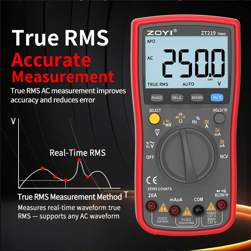 ZOYI ZT219 Digital multimeter 19999 Counts True RMS automotive