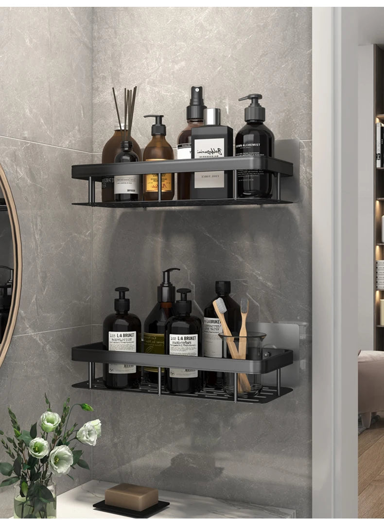 Bathroom No-Nail Shelf Shower Corner Shelf Aluminum Shampoo Shelf