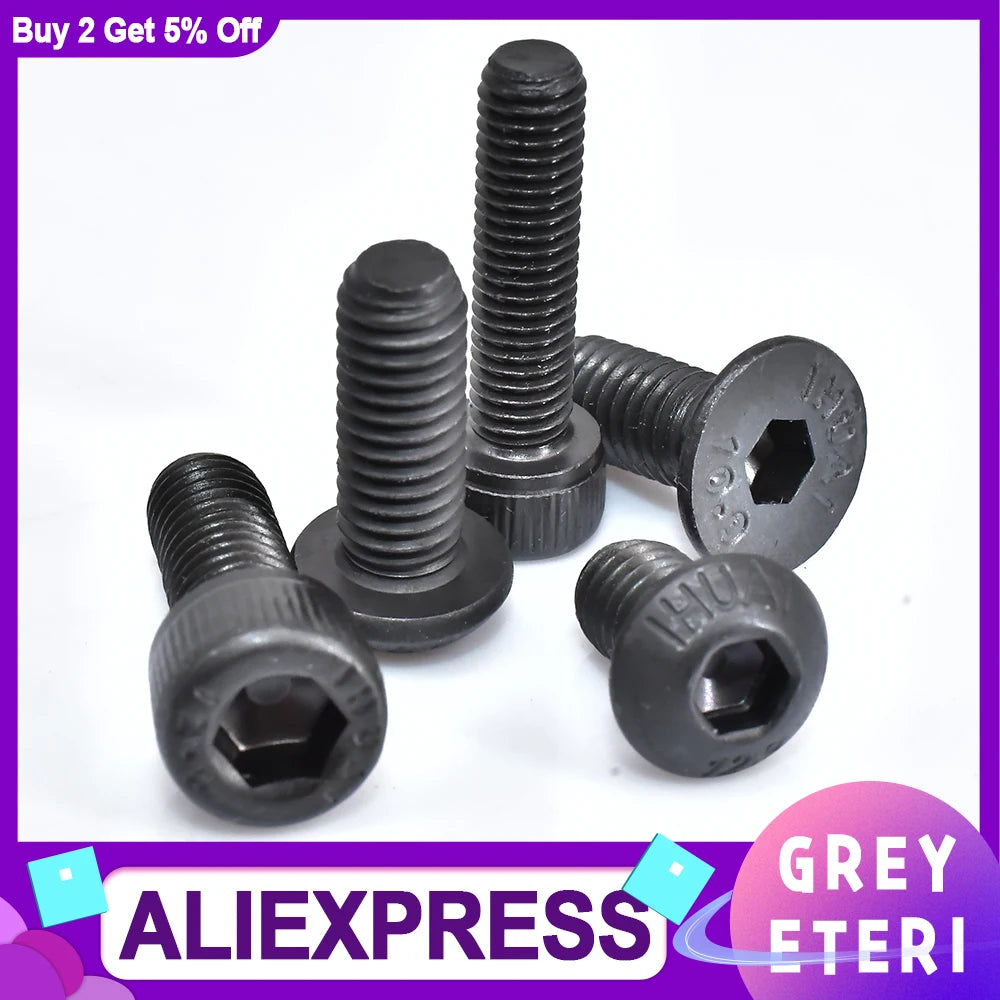 15-100PCS Carbon Steel Hexagon Socket Screws Countersunk /Round / Cup