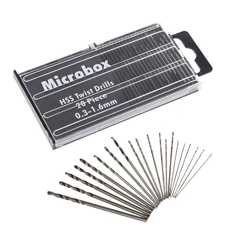 20pcs/set 0.3mm-1.6mm Mini High Speed Steel Twist Drill Bit Set Micro